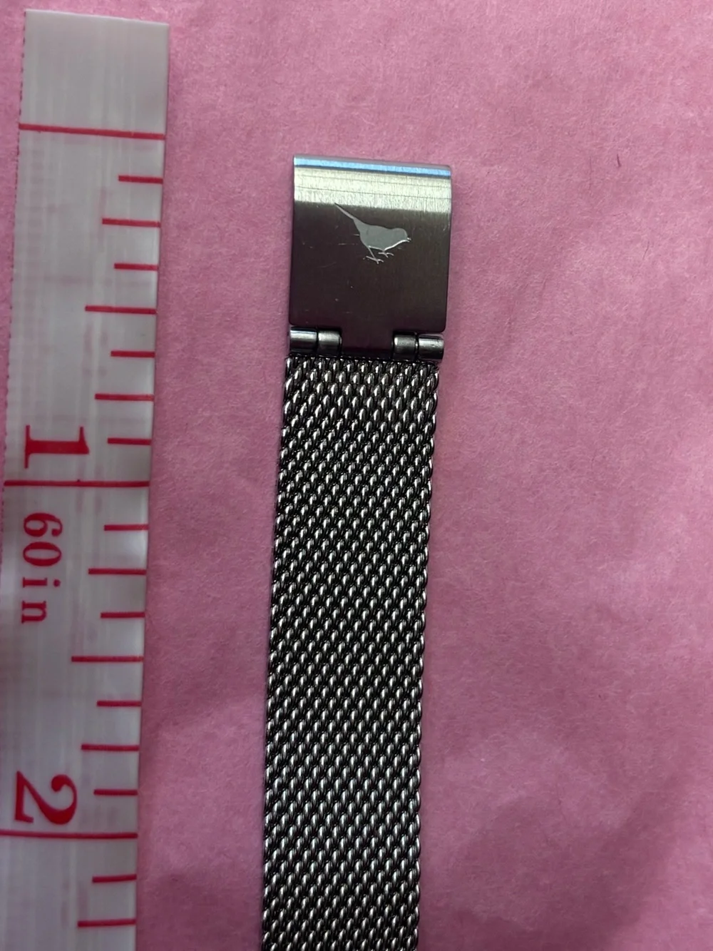 OLIVIA BURTON Silver Mesh Watch with Rainbow Bunny Motif
